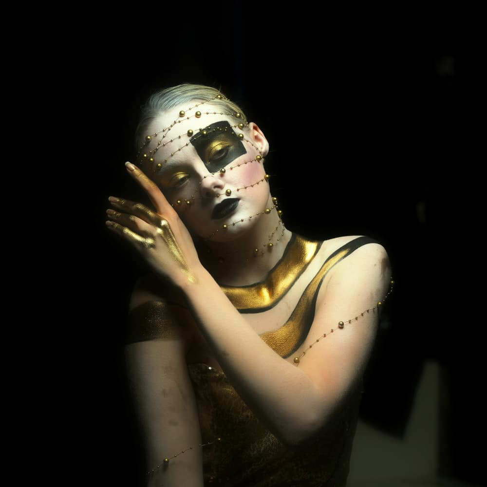 Golden Enigma Portrait by Itzik Rabinovitz — canvas wall art