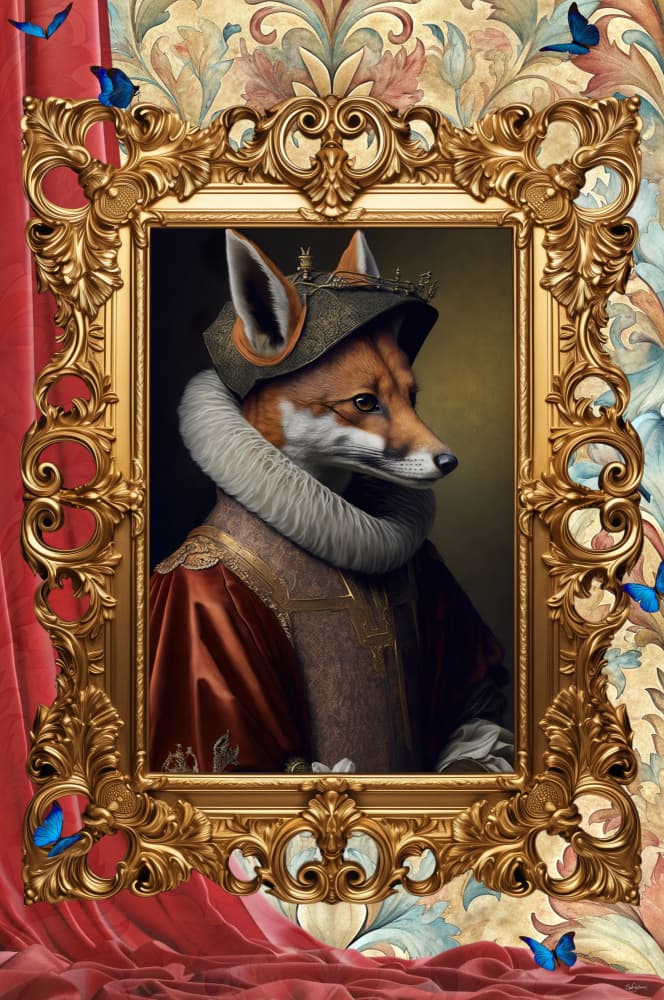 Regal Fox Portrait by Sue Skellern — canvas wall art