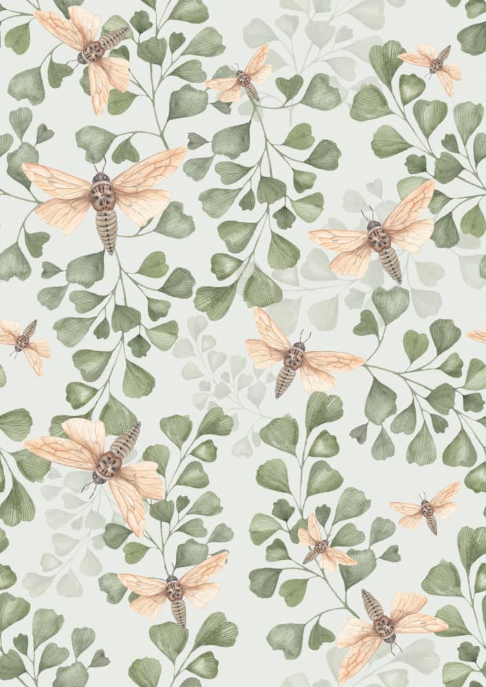 Ginkgo Moths Pattern by Linda Sitniece — canvas wall art