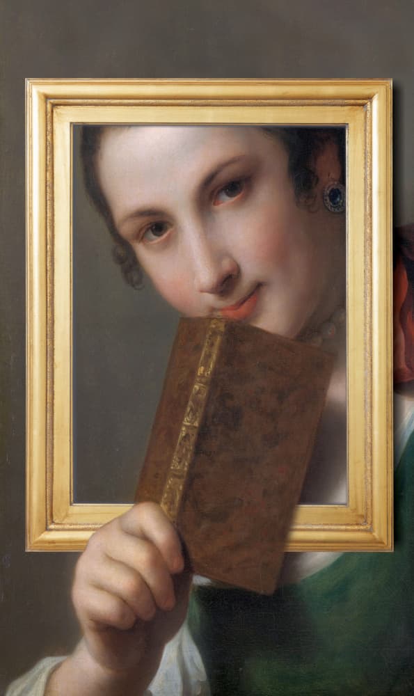 Elegant Woman with Book by Marja van den Hurk — canvas wall art