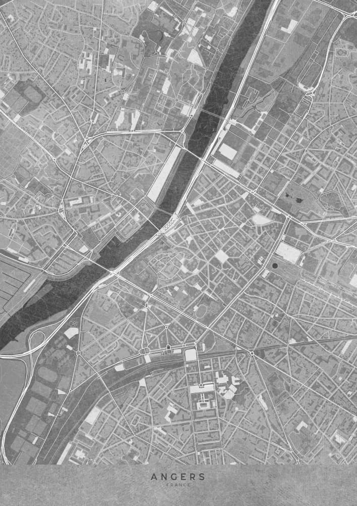 Angers France City Map by Rosana Laiz Blursbyai — canvas wall art