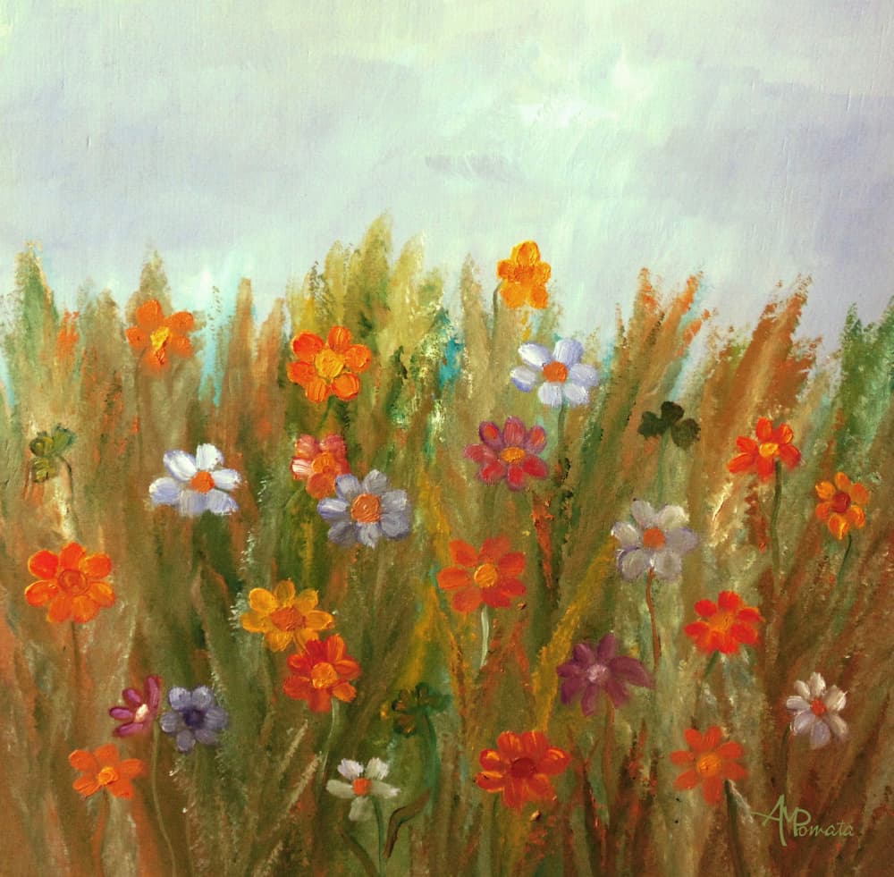 Colorful Flower Field by Angeles M. Pomata — canvas wall art