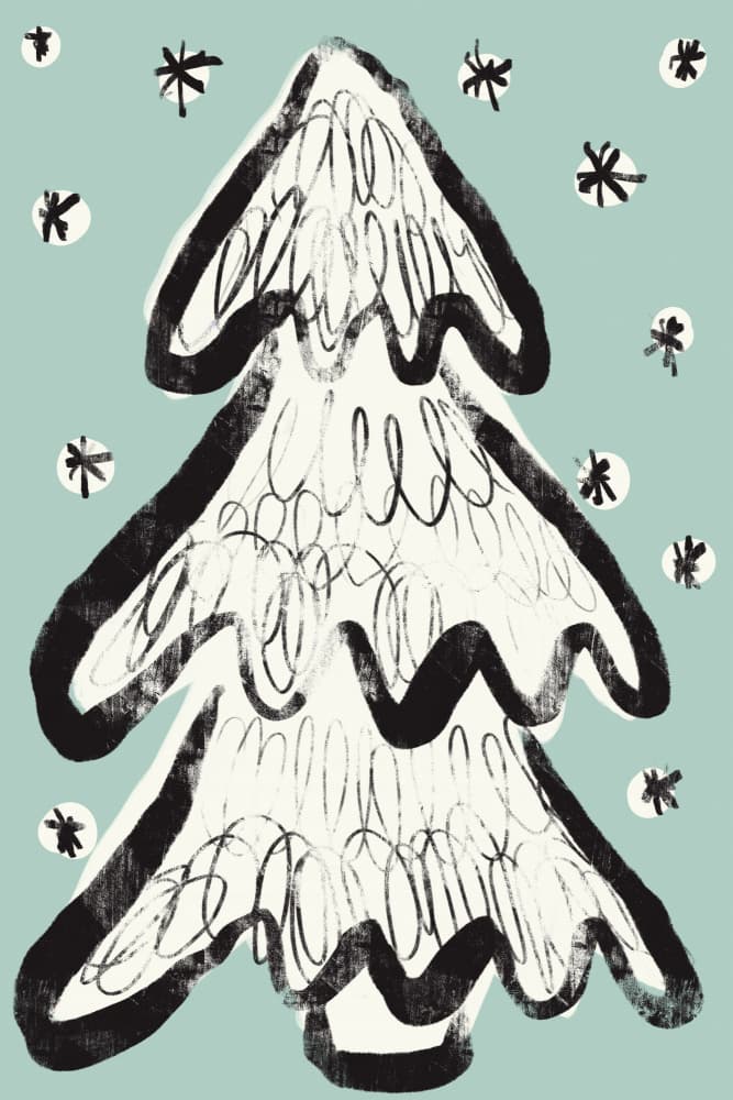 Christmas Tree And Snow by Treechild — canvas wall art