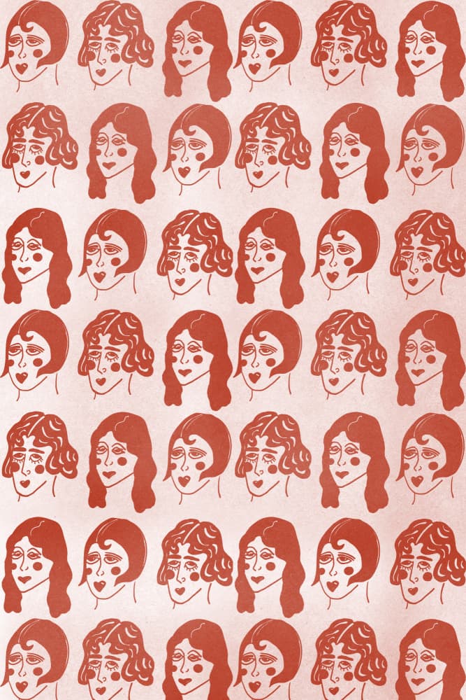 Vintage Flapper Faces by Mela Patterns — canvas wall art