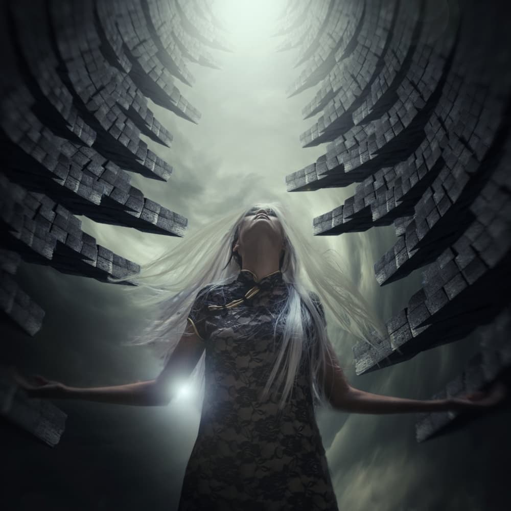 Ethereal Woman Ascending by hardibudi — canvas wall art