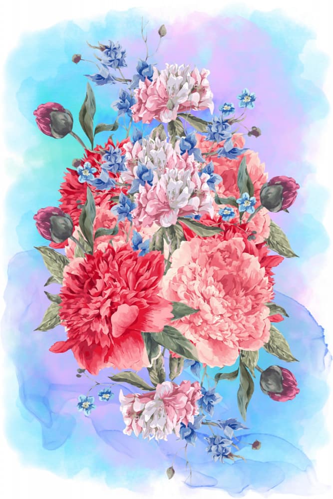Vibrant Peony Bouquet by Hussein Abdel Aal — canvas wall art