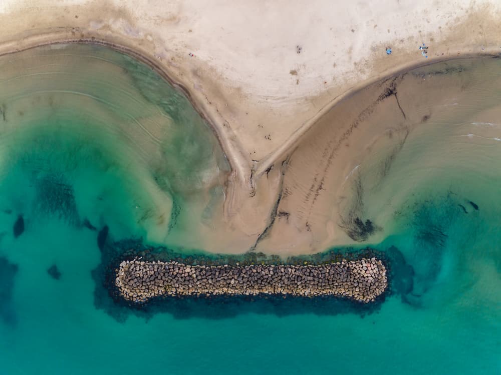 Aerial Beach Breakwater by Ido Meirovich — canvas wall art