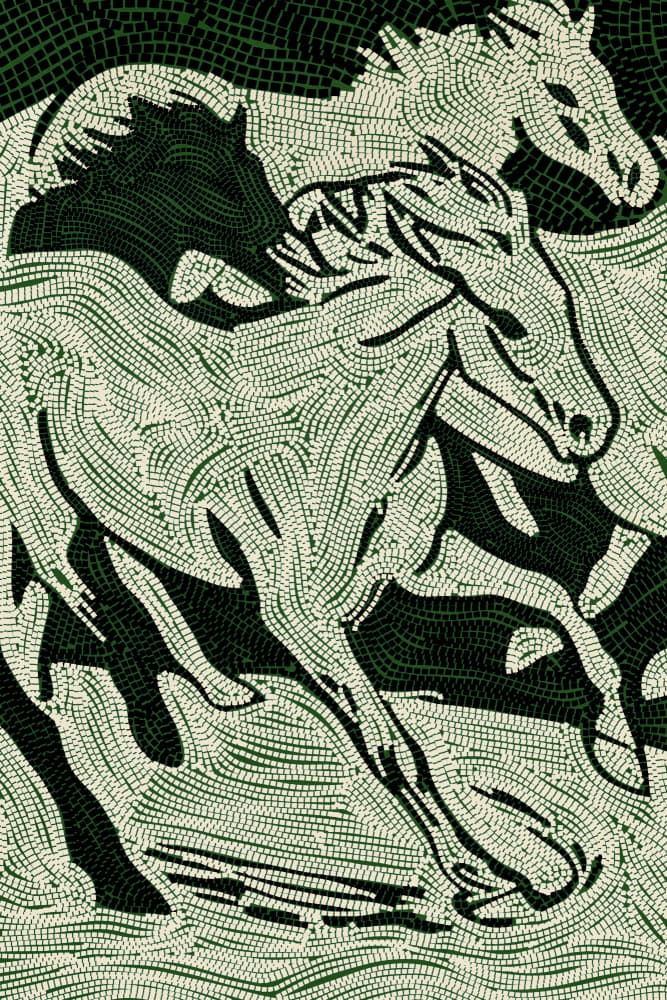 Flowing Green Horses by Treechild — canvas wall art