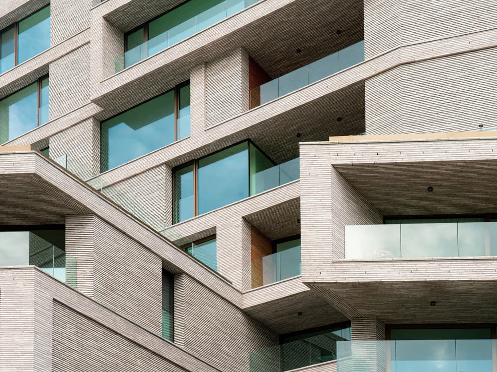 Modern Brick Facade by Luc Vangindertael (laGrange) — canvas wall art