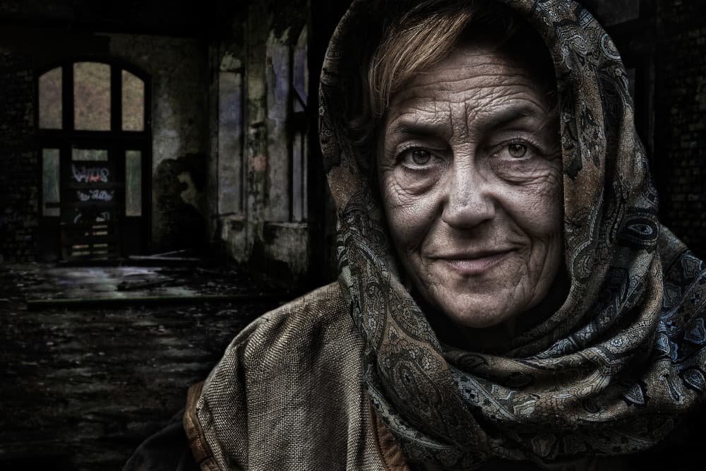 Smiling Elder Portrait by Jan Scheunders — canvas wall art