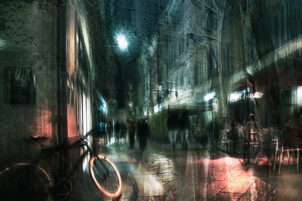 Moody City Night by Nicodemo Quaglia — canvas wall art
