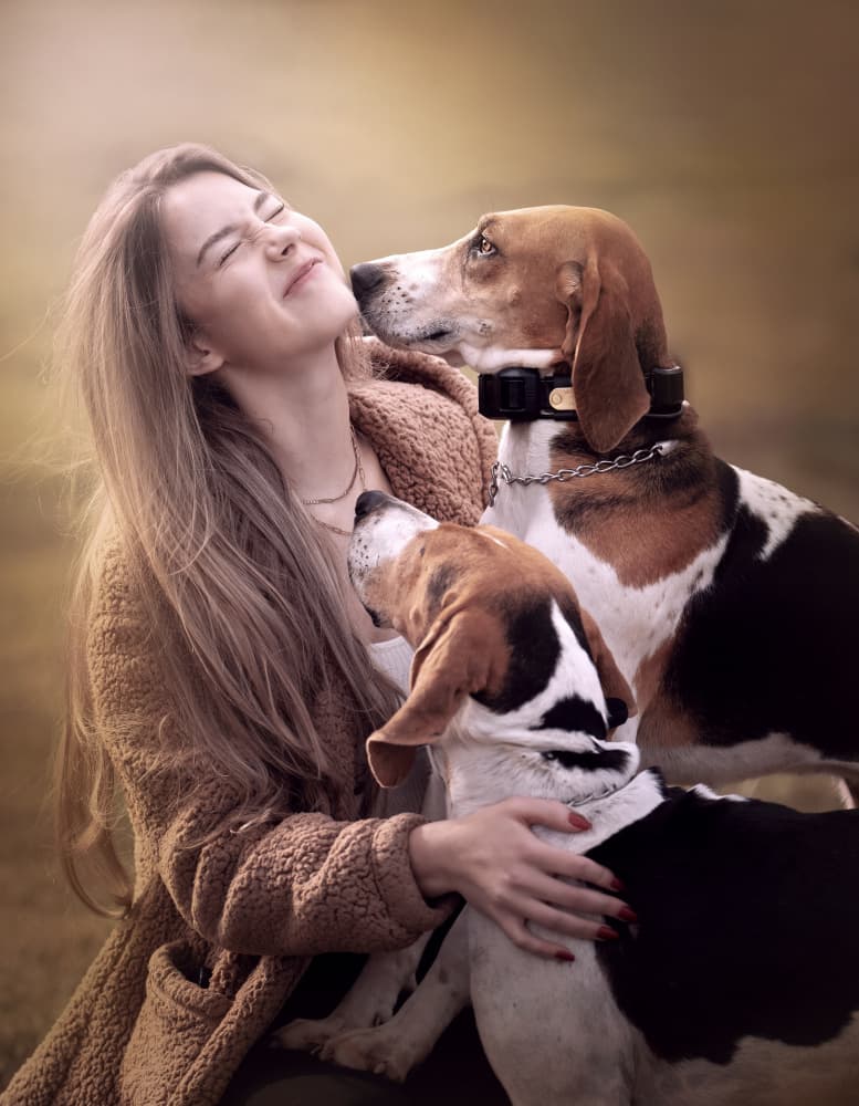 Happy Woman Dog Bond by Catherine Wang — canvas wall art
