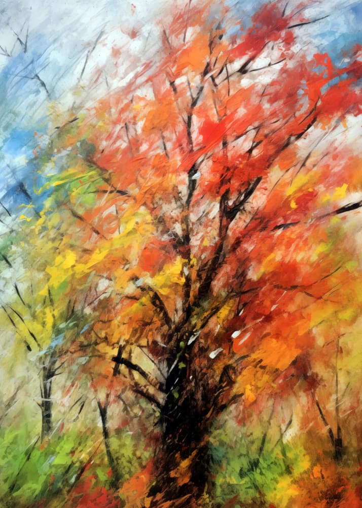 Vibrant Autumn Tree by Justyna Jaszke — canvas wall art