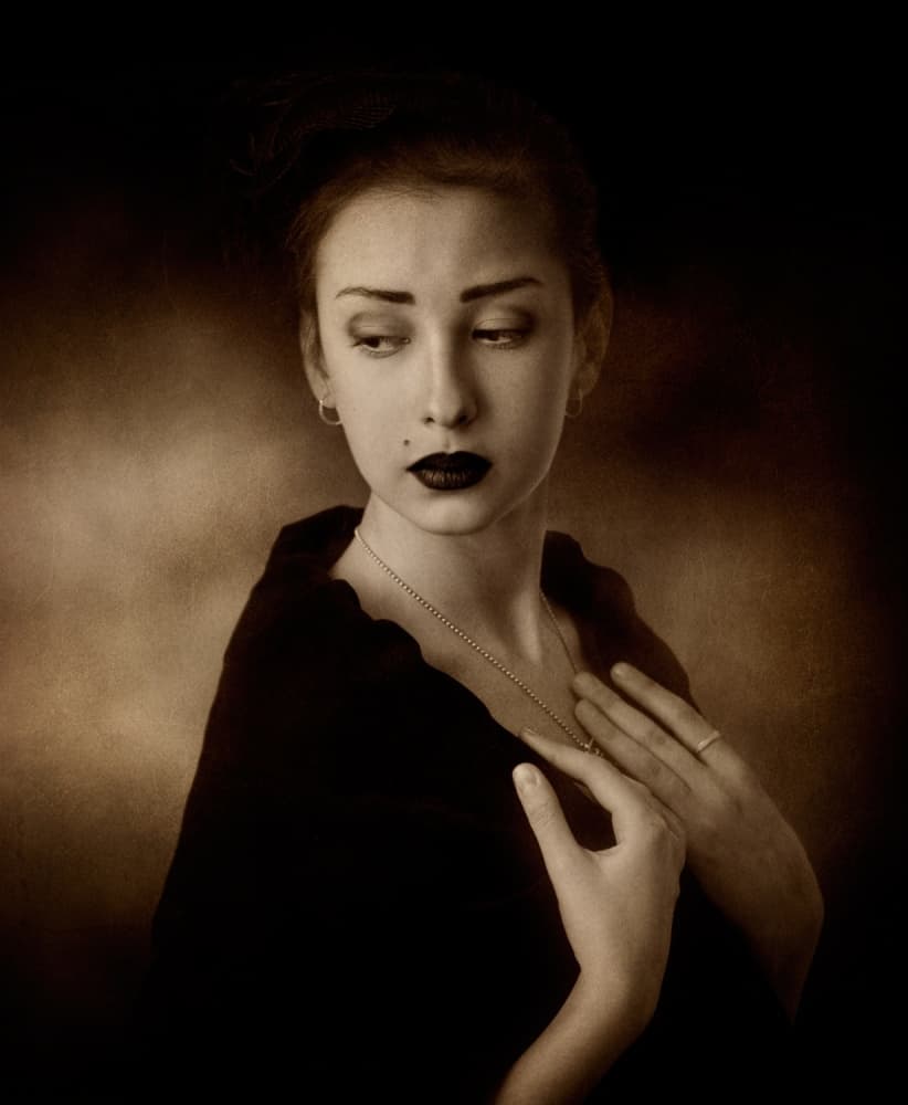 Elegant Dark Portrait by Svetlana Melik-Nubarova — canvas wall art