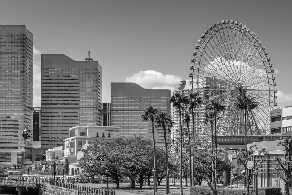 Monochrome City Ferris Wheel by Melanie Viola — canvas wall art
