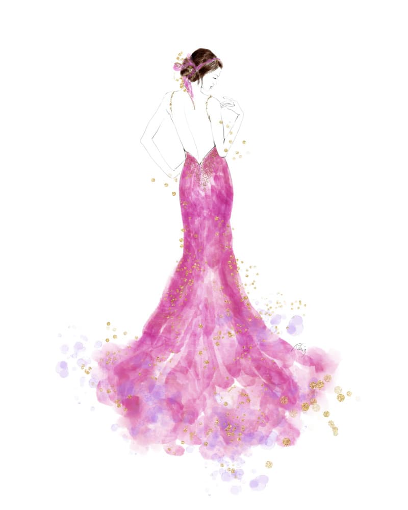 Elegant Pink Gown by Rosana Laiz Blursbyai — canvas wall art