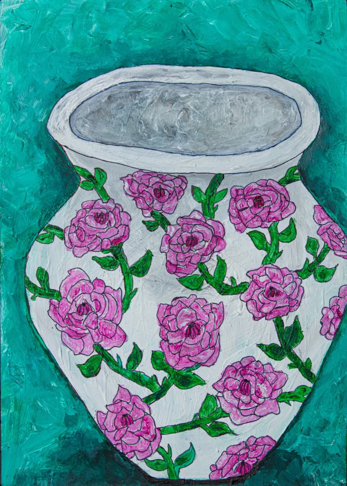 Pink Roses Vase by Dale Hefer — canvas wall art