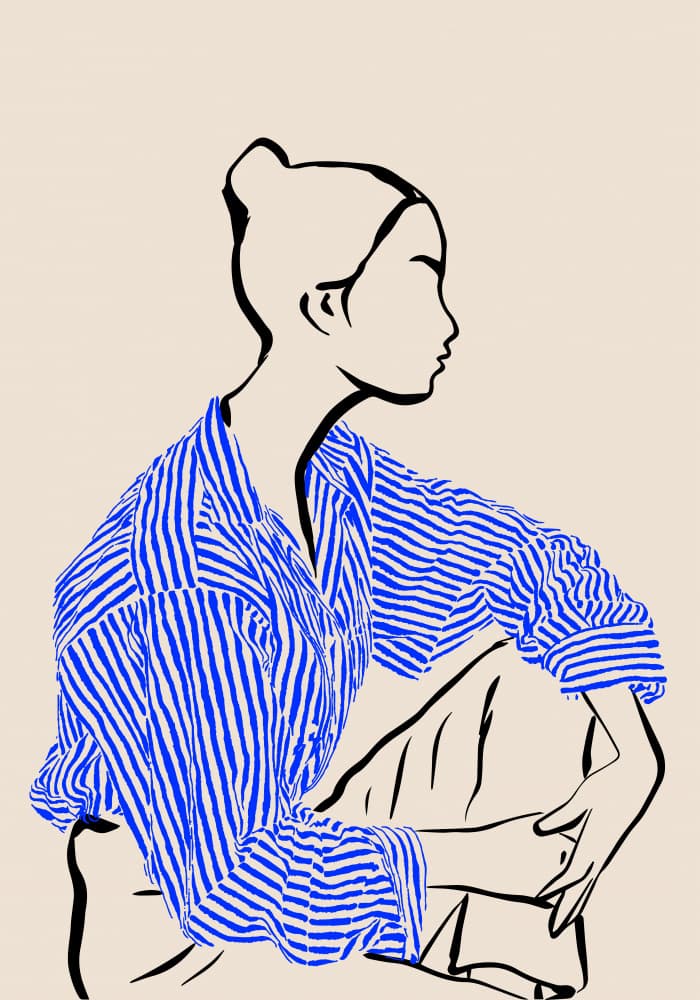 Chic Striped Profile by Greywork.Studio | Eirini Gerakidou — canvas wall art