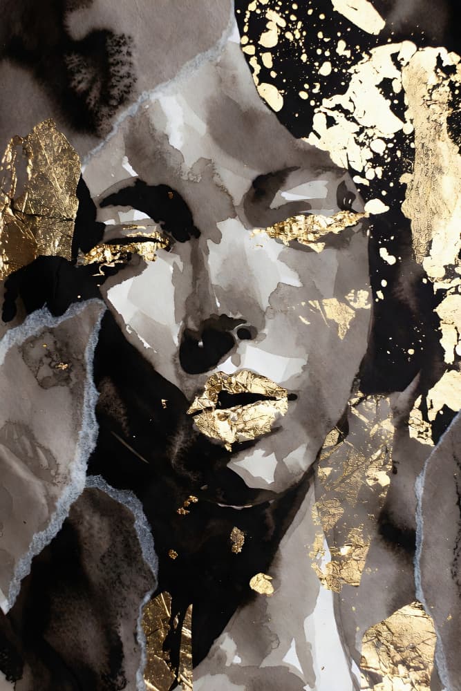 Elegant Gold Portrait by Miguel Bruzual — canvas wall art