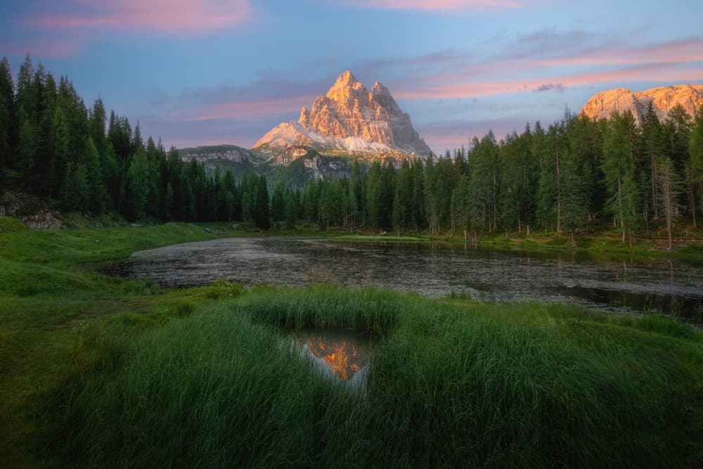 Golden Mountain Lake Twilight by Simoon — canvas wall art