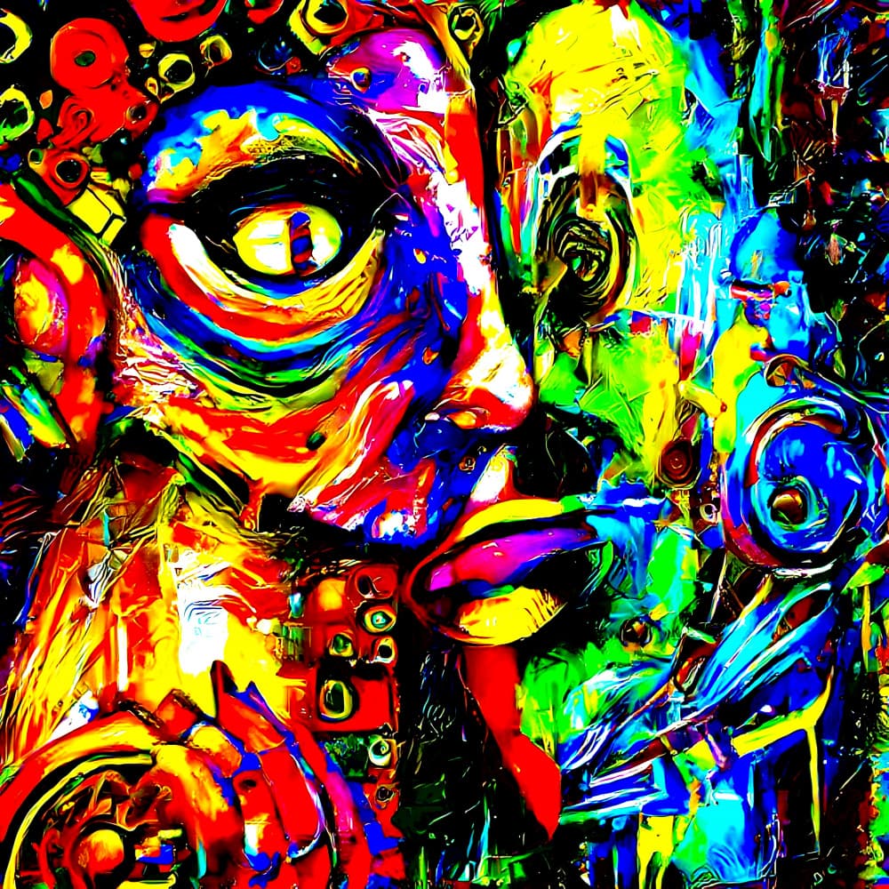 Vibrant Abstract Faces by mnemonixART — canvas wall art