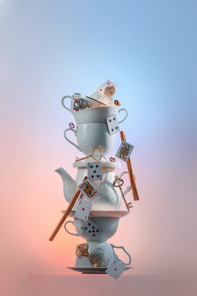 Whimsical Tea Stack by Dina Belenko — canvas wall art