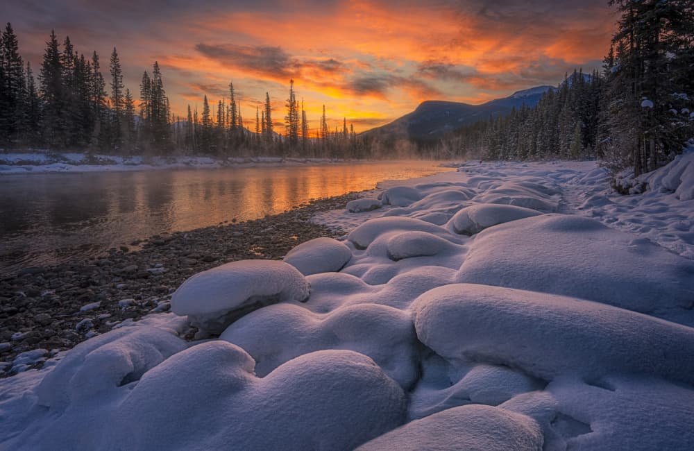 Golden Winter River by Lydia Jacobs — canvas wall art