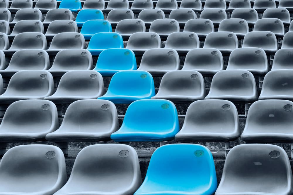 Blue Diagonal Seats by Louise Wolbers — canvas wall art