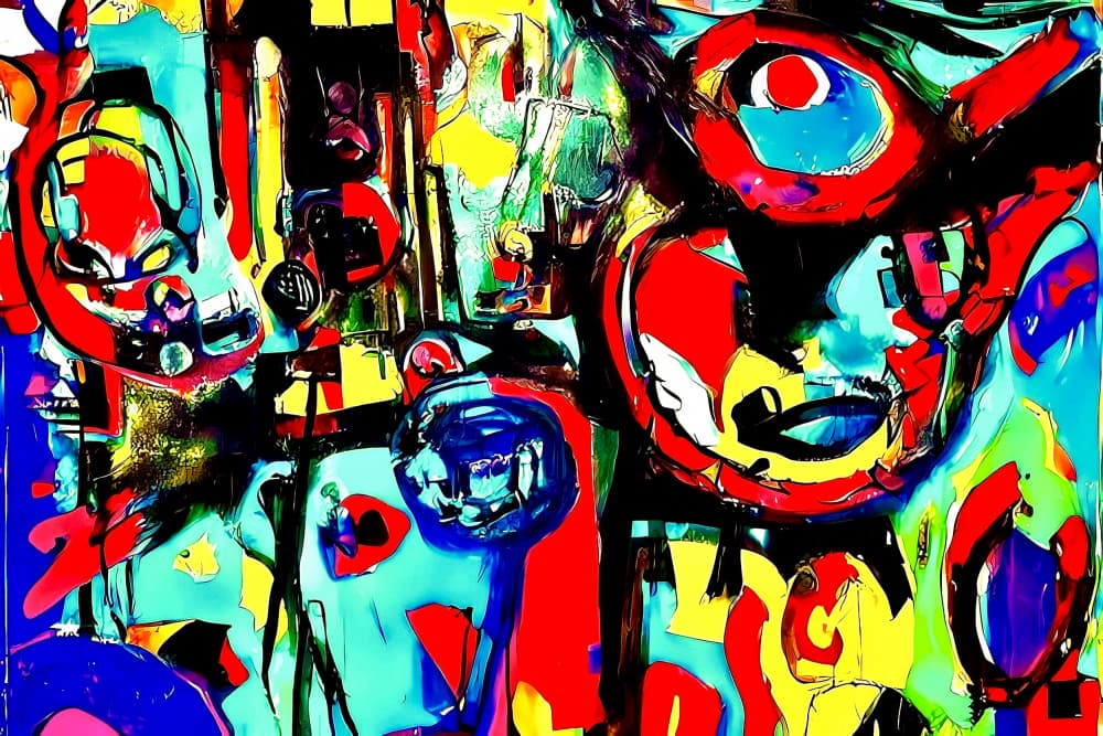 Vibrant Abstract Forms by mnemonixART — canvas wall art