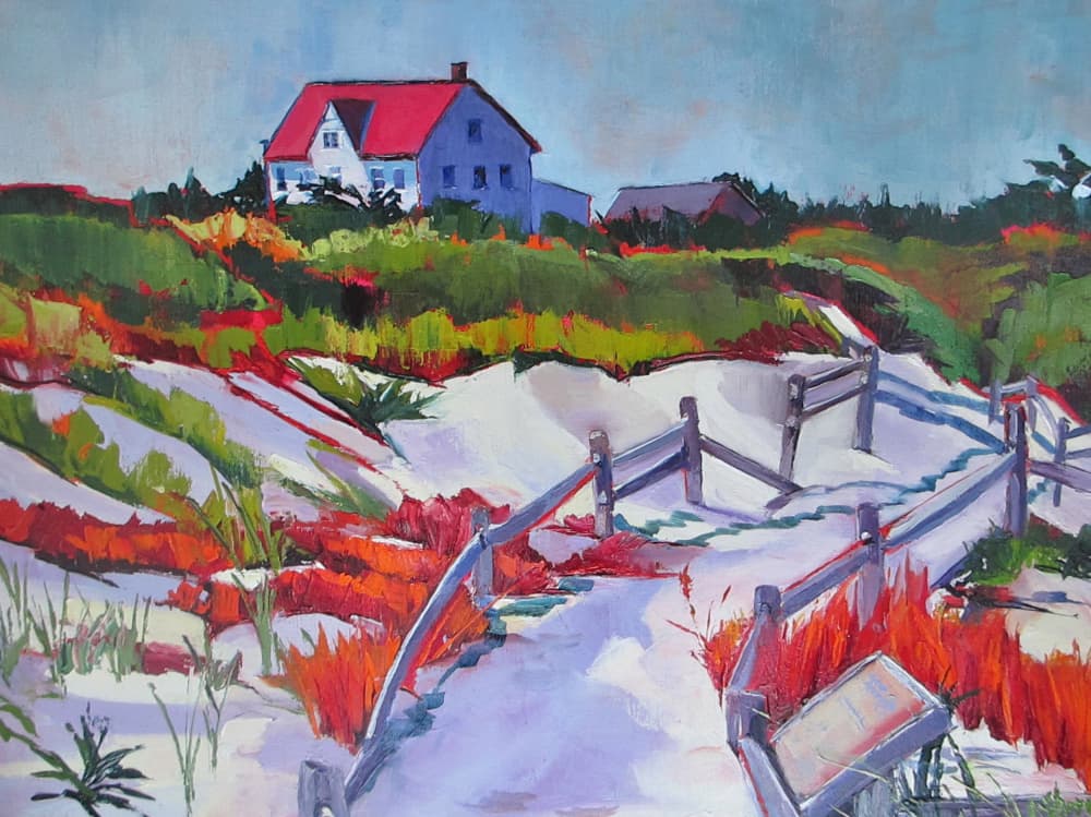 Red Roof Beach Path by Maxine Shore — canvas wall art