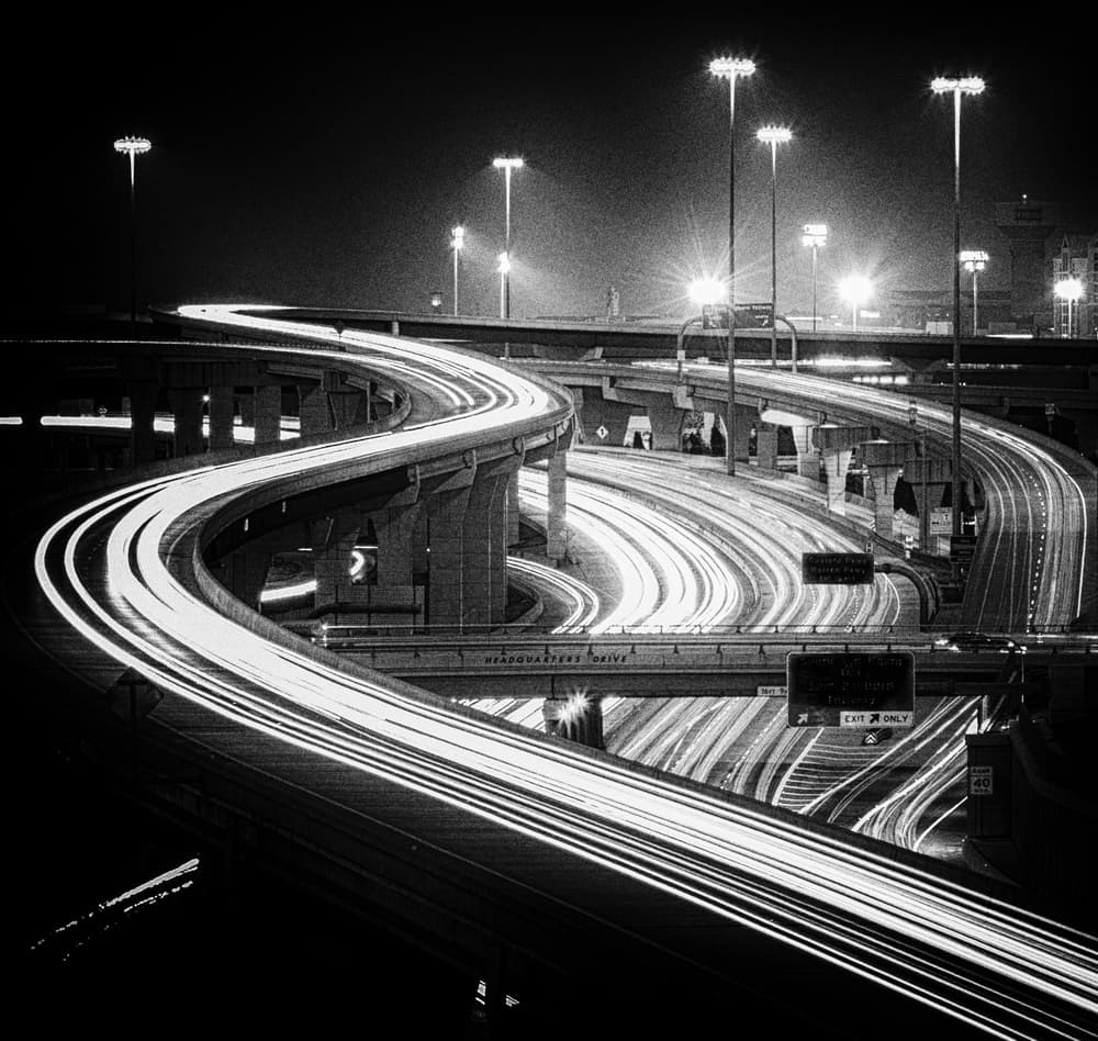 Dynamic City Light Trails by Alex Li — canvas wall art