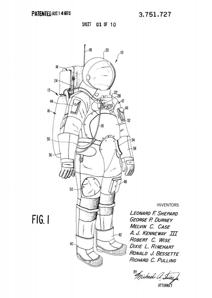 Vintage Spacesuit Patent Design by Andreas Magnusson — canvas wall art