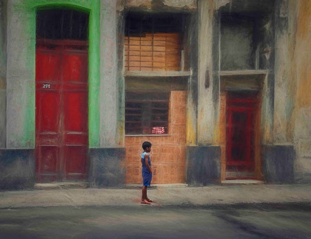 Solitary Boy Red Door by Roxana Labagnara — canvas wall art