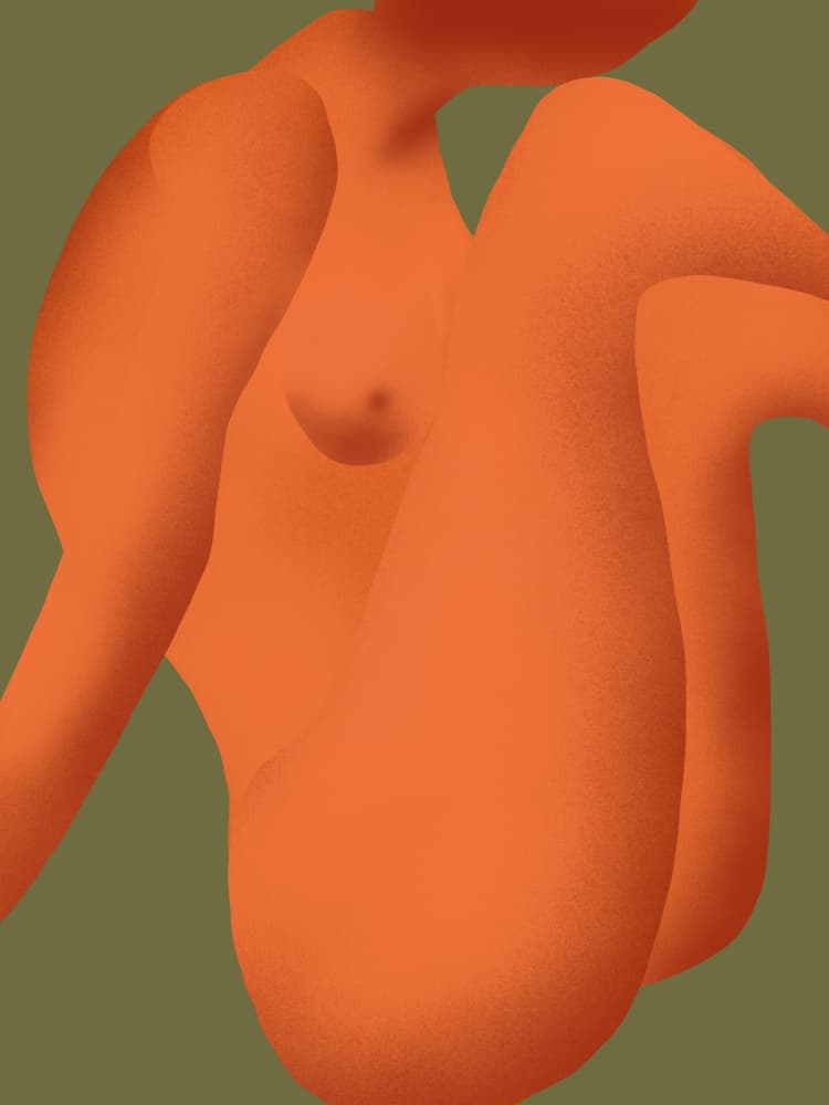 Orange Nude Figure by Little Dean — canvas wall art