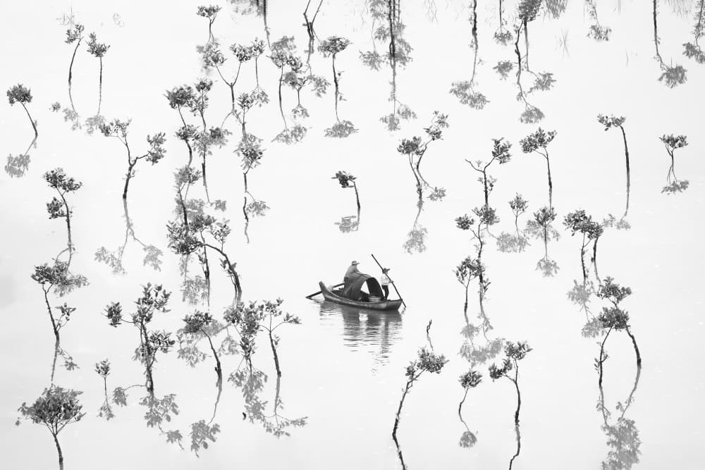 Serene Boat Among Trees by Songlin Xu — canvas wall art