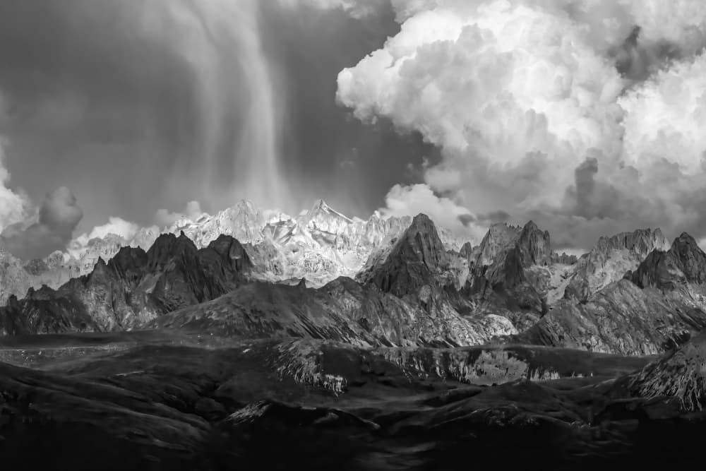 Dramatic Snowy Peaks by Irene Wu — canvas wall art