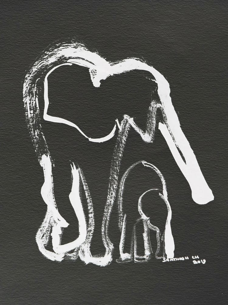 Abstract Elephant Family by Santhosh ch — canvas wall art