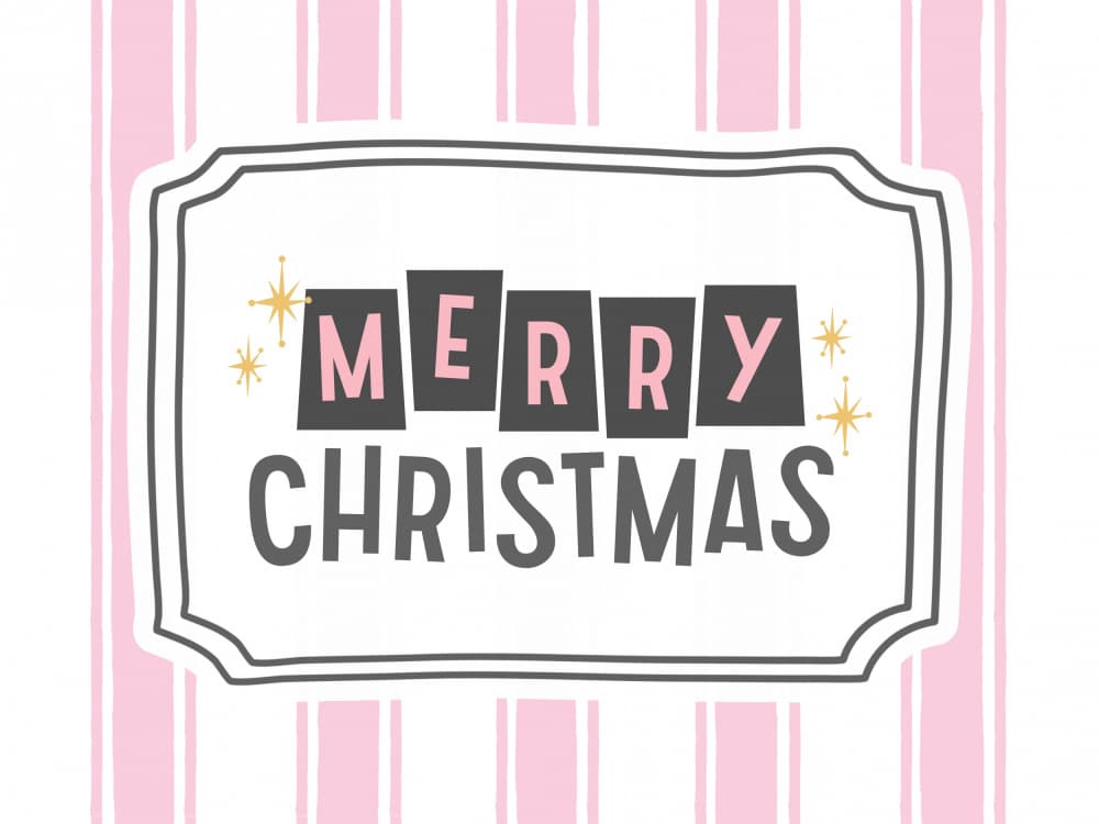 Merry Christmas Pink Stripes by Jolly and Dash — canvas wall art