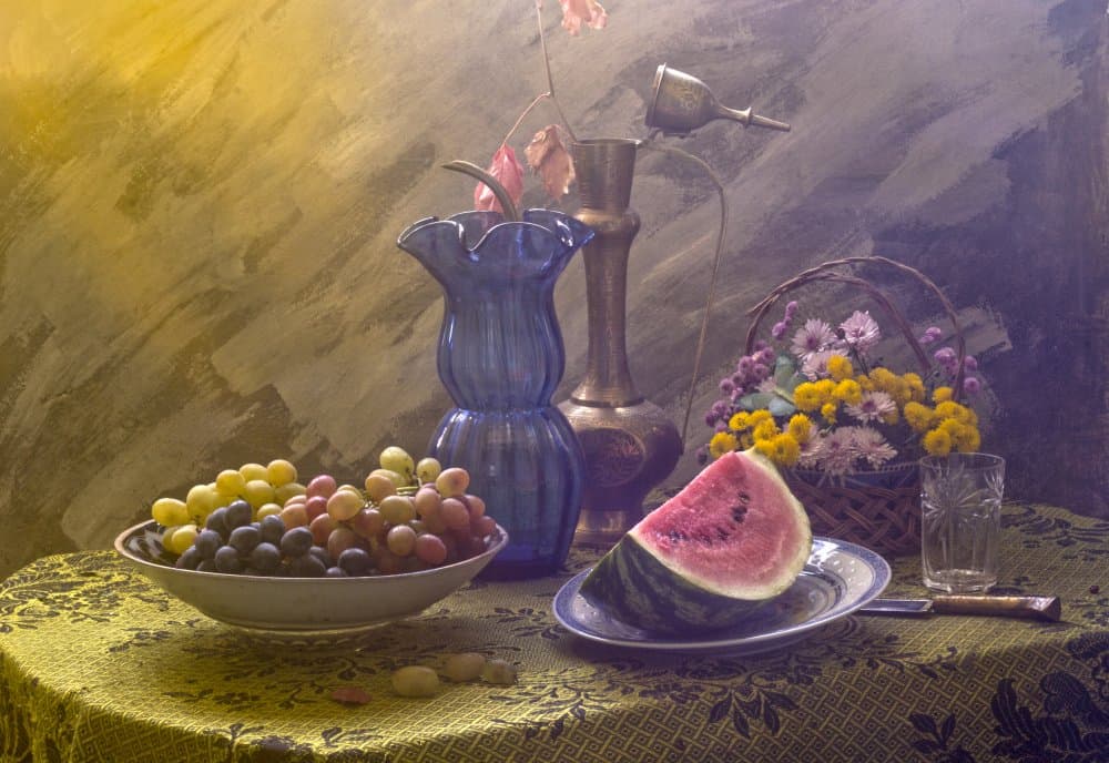 Abundant Fruit and Blooms by UstinaGreen — canvas wall art