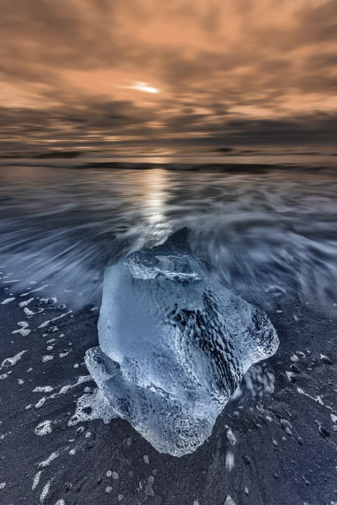 Ice on Black Sand by Dorian Gray — canvas wall art