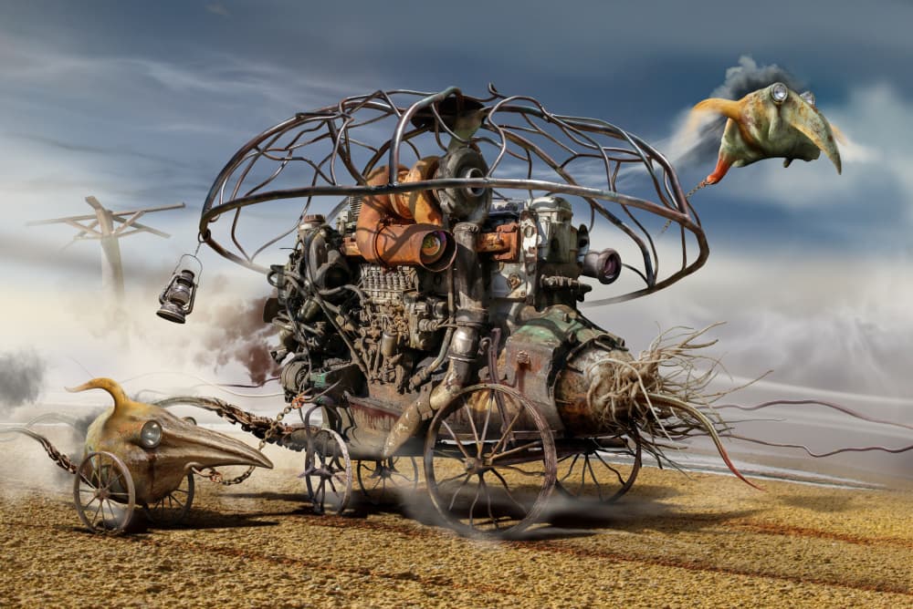 Steampunk Desert Caravan by Radoslav Penchev — canvas wall art