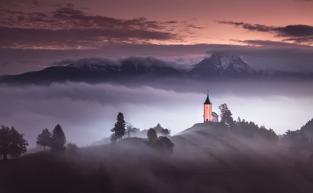 Mystical Hilltop Church by Sandi Bertoncelj — canvas wall art