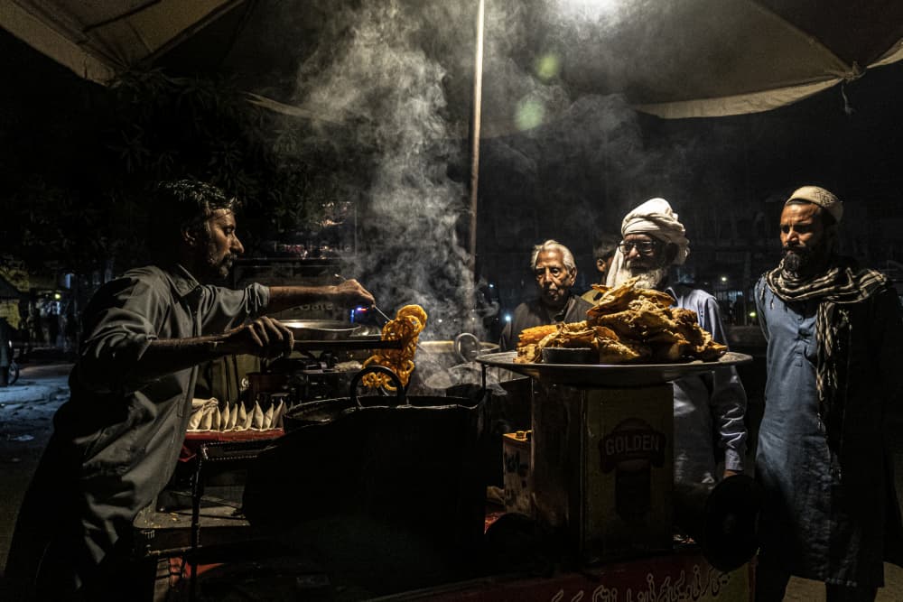 Nightlife on the streets of Lahore by Elena Molina — canvas wall art