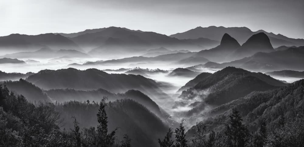 Misty Mountain Layers by Tiger Seo — canvas wall art