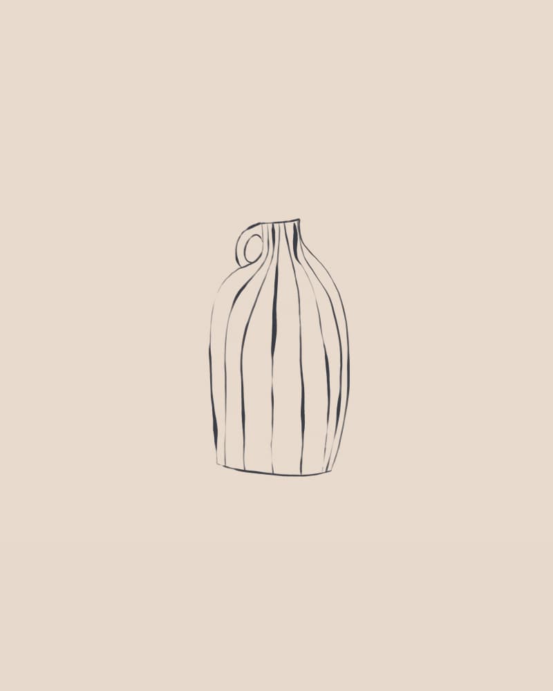 Minimalist Ribbed Vase by Ivy Green Illustrations — canvas wall art