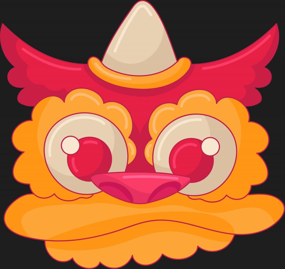 Vibrant Lion Dance Head by Marika Barsrsind β canvas wall art