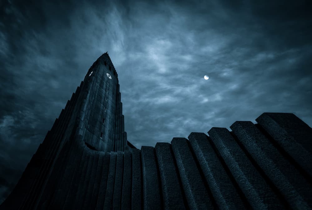 Dark Church Tower Moon by Larry Deng APA — canvas wall art