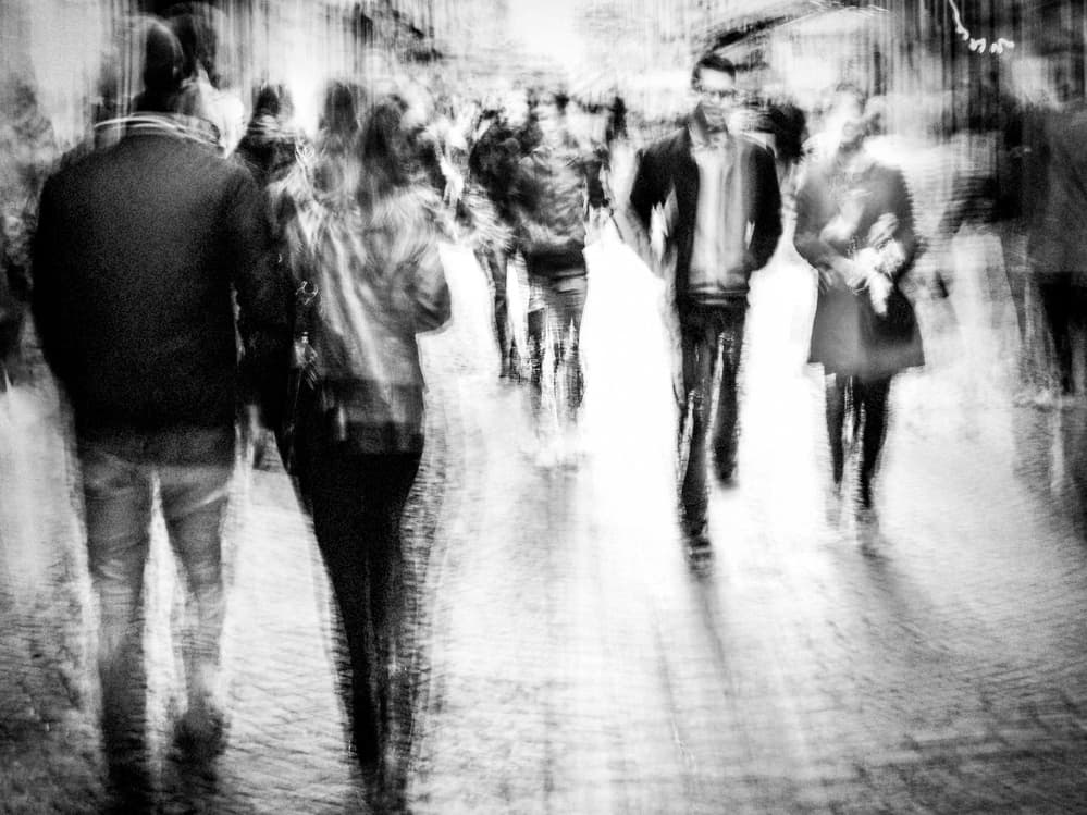 Blurred City Life by Boris Hristov — canvas wall art