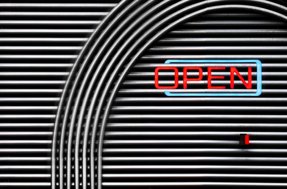 Vibrant Open Sign by Hans-Wolfgang Hawerkamp — canvas wall art