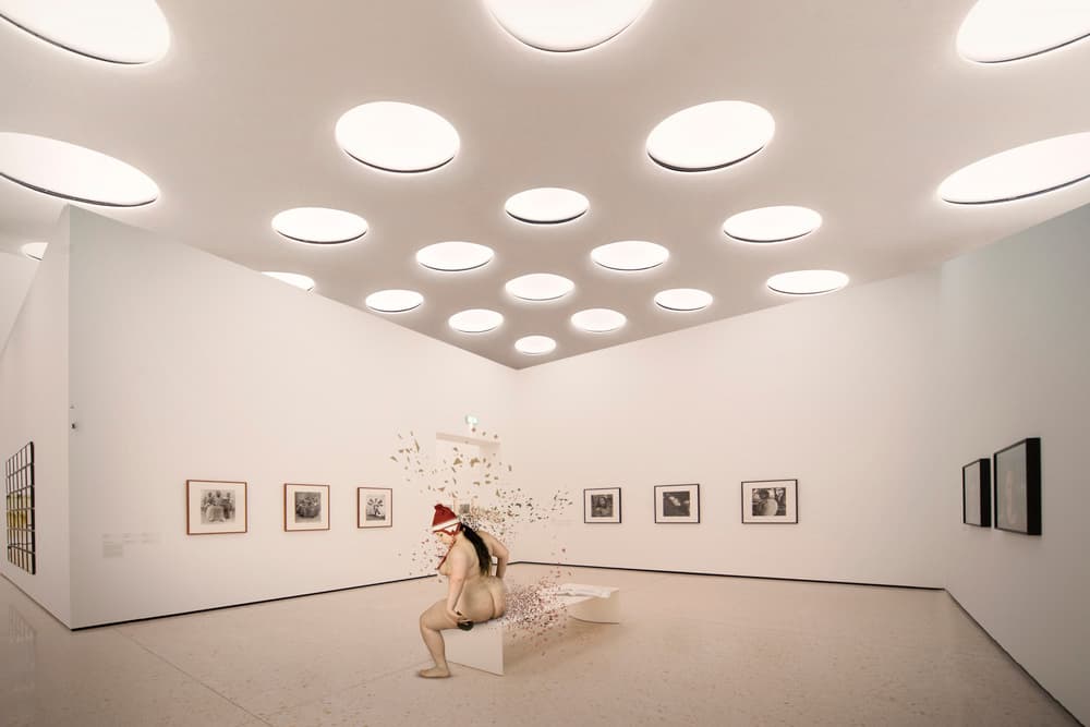 A Nude Santa in an Art Gallery by Christine von Diepenbroek — canvas wall art
